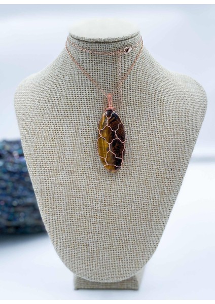 Kaplan Gözü Doğal Taş Kolye