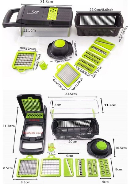 Rendeleme 13 Parça Hazneli Sebze Doğrayıcı Dilimleyici Kesici Çok Fonksiyonlu Rende Seti modelleri