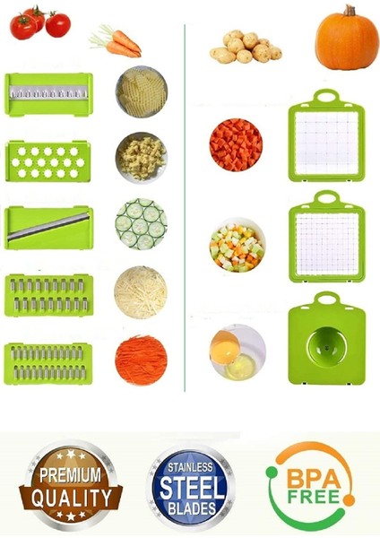 Rendeleme 13 Parça Hazneli Sebze Doğrayıcı Dilimleyici Kesici Çok Fonksiyonlu Rende Seti fırsatları
