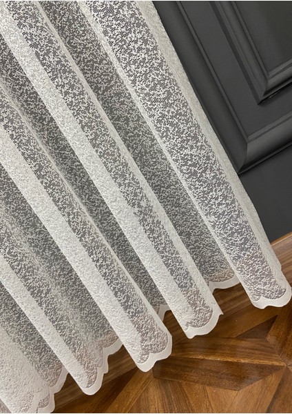 Taç Kum Desen Kullanıma Hazır 1/2,5 Normal Pile Tül Perde Tek Kanat - Ekru 100 x 250 cm