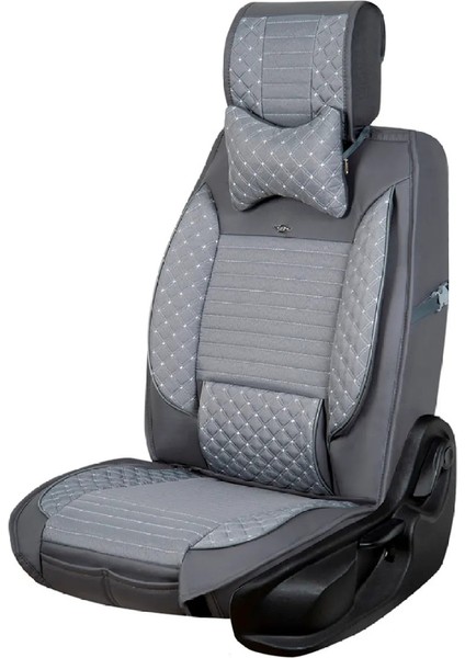 fiat Stilo Uyumlu Lüks Deri Oto Koltuk Kılıfı 5'li Set Füme