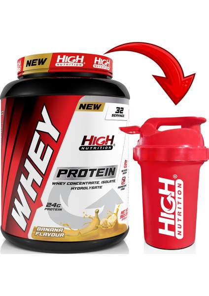 Whey Protein 960 gr Muz Aromalı Protein Tozu 24 Gram Protein 32 Servis