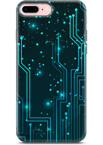 Apple iPhone 7 Plus Kılıf Uv Baskılı Abxbi 7 Silikon Devreler Tron