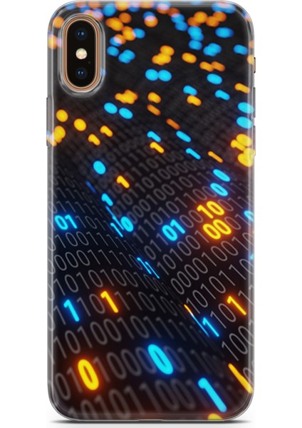 Apple iPhone Xs Max Kılıf Uv Baskılı Abxbi 5 Telefon Kabı Binary Kod