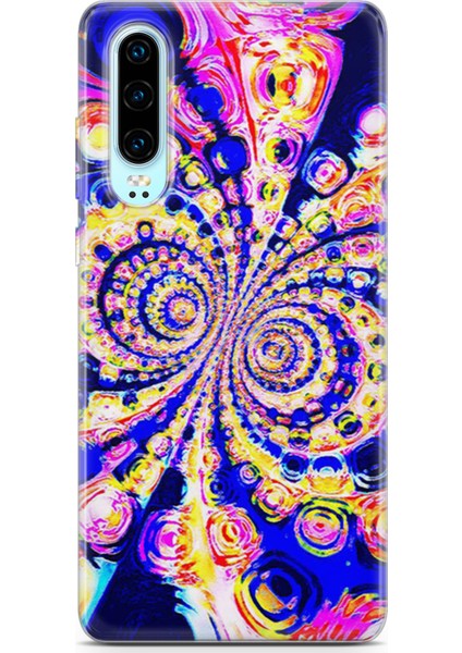 Huawei P30 Kılıf Uv Baskılı Abxbi 1 Telefon Kabı Renkli Hipnoz