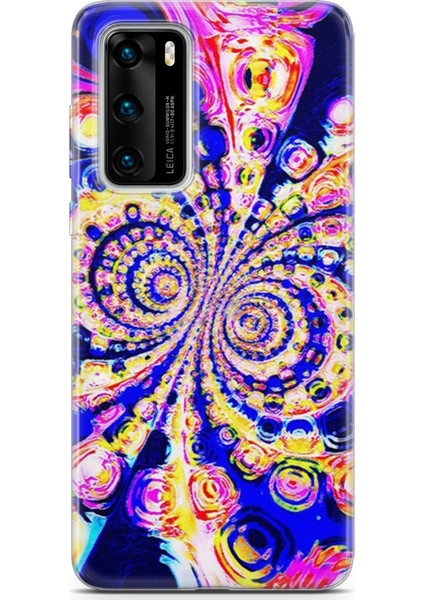 Huawei P40 Kılıf Uv Baskılı Abxbi 1 Baskılı Renkli Hipnoz