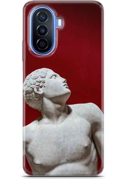 Huawei Nova Y70 Kılıf Uv Baskılı Abxbi 2 Darbe Emici Heykel Kırmızı