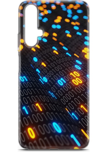 Huawei Nova 5t Kılıf Uv Baskılı Abxbi 5 Arka Kapak Binary Kod
