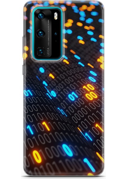 Huawei P40 Pro Kılıf Uv Baskılı Abxbi 5 Arka Kapak Binary Kod