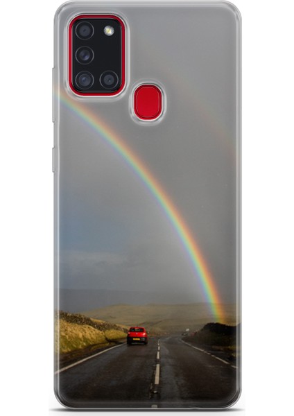 Samsung Galaxy A21S Kılıf Uv Baskılı Abxbi 6 Koruyucu Kılıf Gökkuşağı