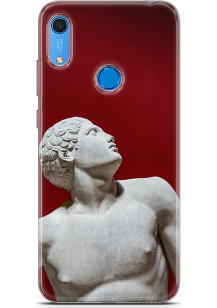 Huawei Y6S 2019 Kılıf Uv Baskılı Abxbi 2 Koruma Kılıfı Heykel Kırmızı