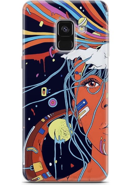 Samsung Galaxy A8 Plus 2018 Kılıf Uv Baskılı Abxbi 3 Silikon Soyut Yüz