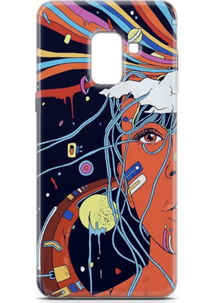Samsung Galaxy A8 Plus 2018 Kılıf Uv Baskılı Abxbi 3 Silikon Soyut Yüz