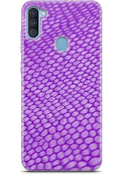 Samsung Galaxy A11 Kılıf Uv Baskılı Abxbi 10 Telefon Kabı Mor Petek