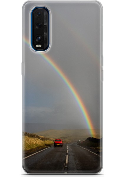 Oppo Find X2 Kılıf Uv Baskılı Abxbi 6 Koruma Kılıfı Gökkuşağı