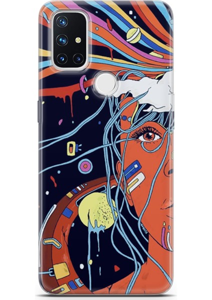 Oneplus Nord N10 5g Kılıf Uv Baskılı Abxbi 3 Darbe Emici Soyut Yüz