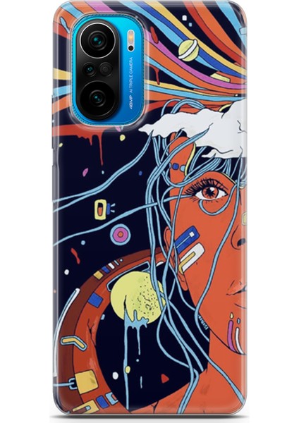 Xiaomi Poco F3 Kılıf Uv Baskılı Abxbi 3 Baskılı Soyut Yüz
