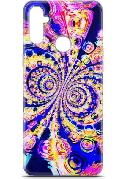Realme C3 Kılıf Uv Baskılı Abxbi 1 Koruma Kılıfı Renkli Hipnoz