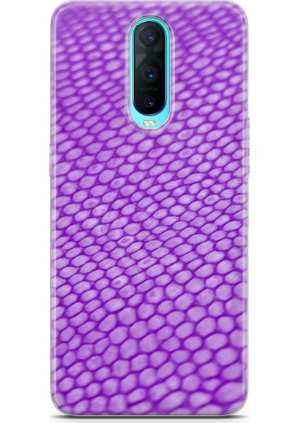 Oppo RX17 Pro Kılıf Uv Baskılı Abxbi 10 Arka Kapak Mor Petek