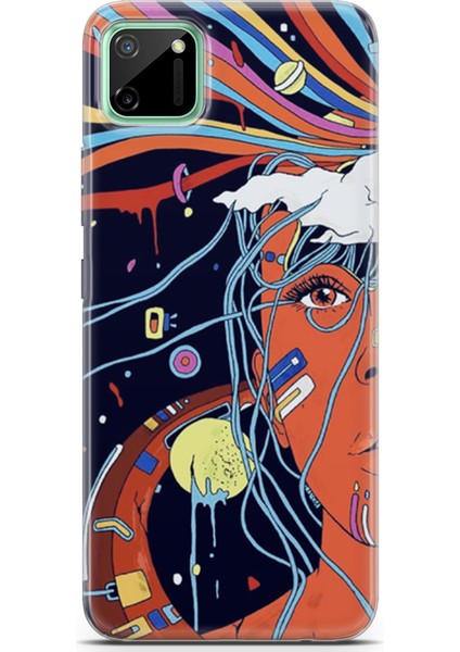 Realme C11 Kılıf Uv Baskılı Abxbi 3 Koruyucu Kılıf Soyut Yüz