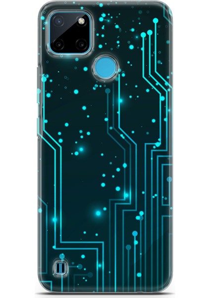 Realme C21Y Kılıf Uv Baskılı Abxbi 7 Kapak Devreler Tron