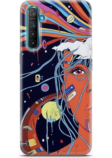 Realme Xt Kılıf Uv Baskılı Abxbi 3 Silikon Soyut Yüz