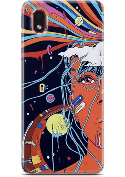 Samsung Galaxy A01 Core Kılıf Uv Baskılı Abxbi 3 Desenli Soyut Yüz