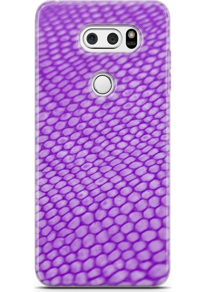 Lg V30 Kılıf Uv Baskılı Abxbi 10 Arka Kapak Mor Petek