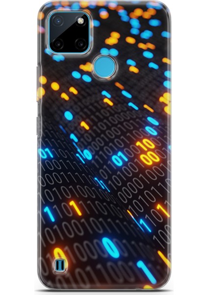 Realme C21Y Kılıf Uv Baskılı Abxbi 5 Darbe Emici Binary Kod