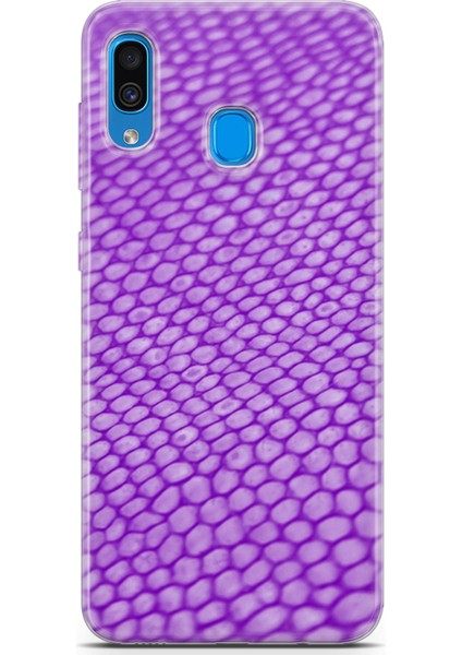 Samsung Galaxy A20 Kılıf Uv Baskılı Abxbi 10 Koruyucu Kılıf Mor Petek