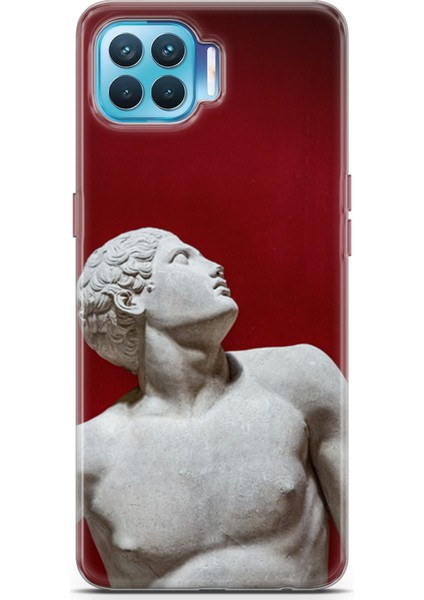 Oppo Reno4 Lite Kılıf Uv Baskılı Abxbi 2 Telefon Kabı Heykel Kırmızı
