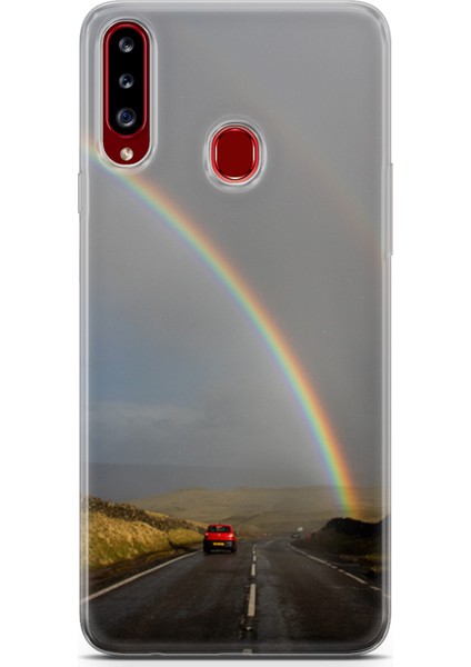 Samsung Galaxy A20S Kılıf Uv Baskılı Abxbi 6 Silikon Gökkuşağı