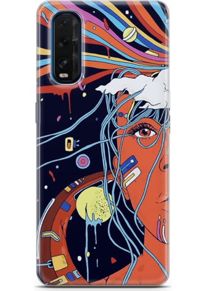 Oppo Find X2 Kılıf Uv Baskılı Abxbi 3 Darbe Emici Soyut Yüz