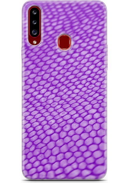 Samsung Galaxy A20S Kılıf Uv Baskılı Abxbi 10 Koruyucu Kılıf Mor Petek