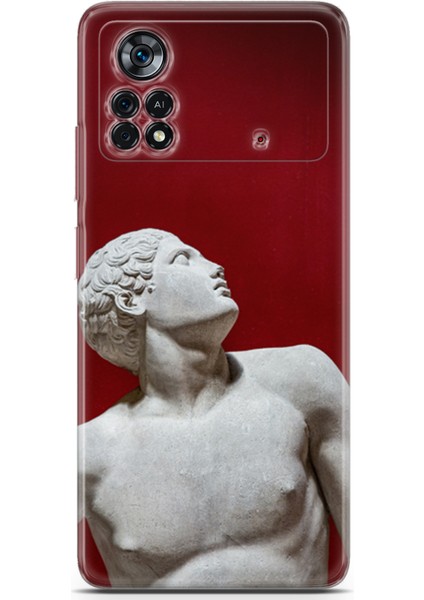 Xiaomi Poco X4 Pro 5g Kılıf Uv Baskılı Abxbi 2 Darbe Emici Heykel Kırmızı