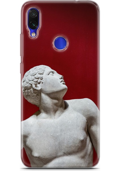 Xiaomi Redmi Note 7 Pro Kılıf Uv Baskılı Abxbi 2 Koruma Kılıfı Heykel Kırmızı