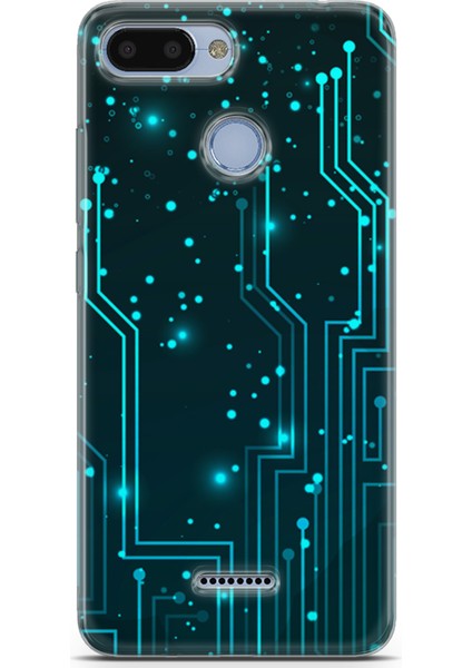 Xiaomi Redmi 6 Kılıf Uv Baskılı Abxbi 7 Telefon Kabı Devreler Tron