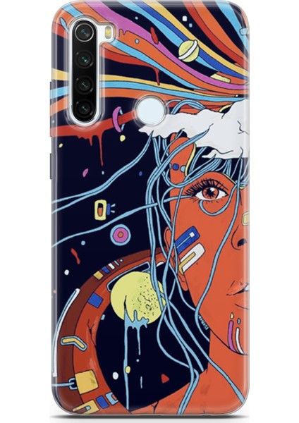 Xiaomi Redmi Note 8 Kılıf Uv Baskılı Abxbi 3 Kapak Soyut Yüz