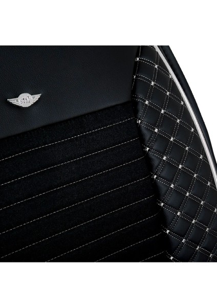 ford Galaxy Uyumlu Lüks Deri Oto Koltuk Kılıfı 5'li Set Siyah Beyaz