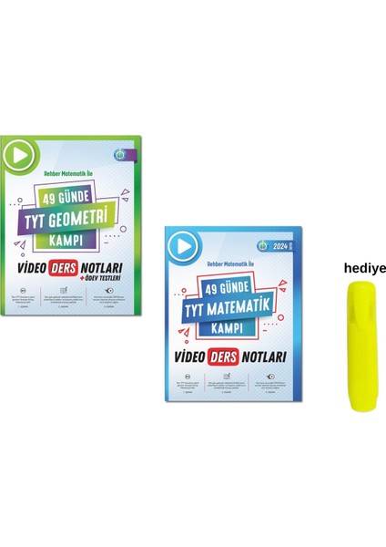 Rehber Matematik 2024 TYT 49 Günde Matematik ve Geometri Kampı 2li Set
