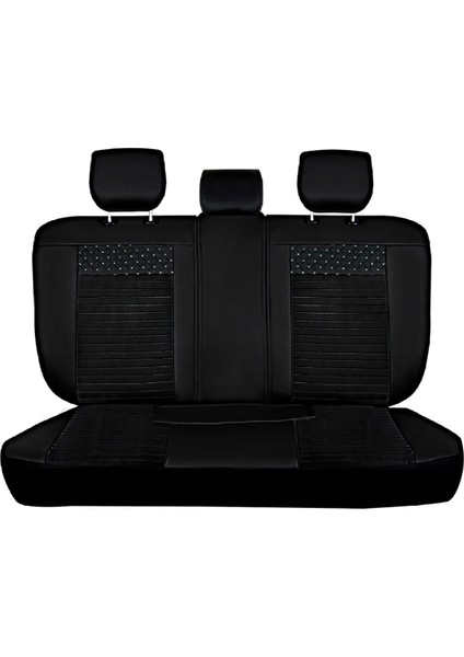 seat Toledo Uyumlu Lüks Deri Oto Koltuk Kılıfı 5'li Set Siyah Beyaz