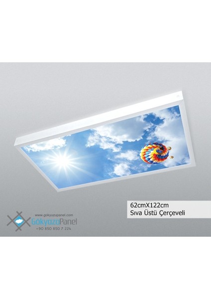 60X120 Gökyüzü Panel Avize, 106WATT Led, Sıva Üstü, Kolay Montaj LED Panel, Uçan Balon Avize