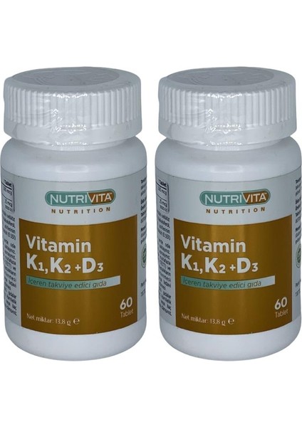 Vitamin K1 Vitamin K2 Vitamin D3 Vitamini 2 x 60 Tablet