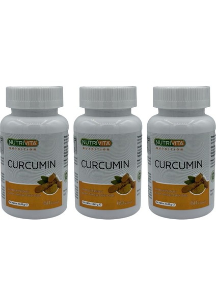Curcumin 3 x 60 Kapsül Zerdeçal Ekstresi Kurkumin Piperin