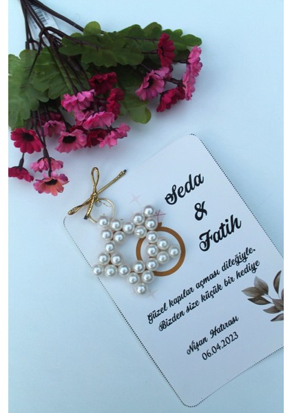 40 Adet Kuşe Kartlı Yüzük Temalı Yıldız Anahtarlık - Davetiye - Kına Hatırası - Nikah Hatırası fiyatları