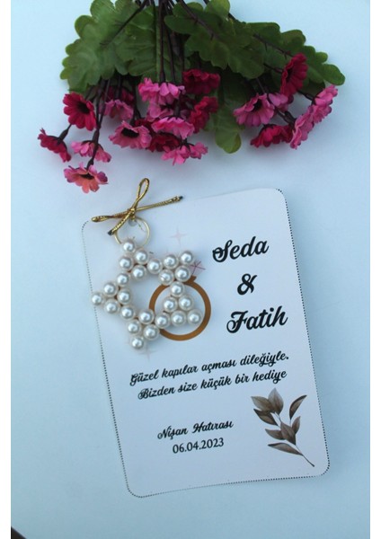 40 Adet Kuşe Kartlı Yüzük Temalı Yıldız Anahtarlık - Davetiye - Kına Hatırası - Nikah Hatırası fırsatları