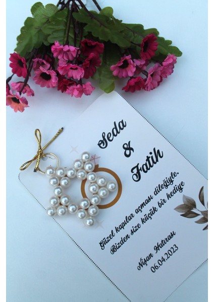 40 Adet Kuşe Kartlı Yüzük Temalı Yıldız Anahtarlık - Davetiye - Kına Hatırası - Nikah Hatırası indirimleri