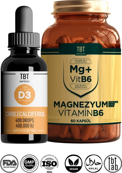 Magnezyum Bisglisinat/malat/sitrat + Vitamin B6 - Vitamin D3 Kolekalsiferol