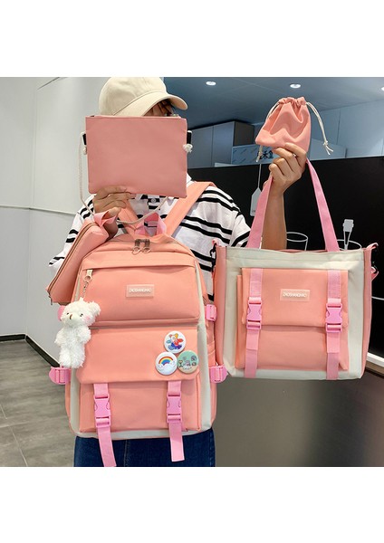 Beş Parça Okul Çantası - Pembe (Yurt Dışından) fiyatları