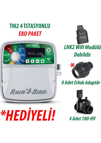 Dış Mekan Tm2-4 Istasyonlu Kontrol Ünitesi + Lnk2 Wıfı Modülü + 4 Adet 100HV Vana Seti